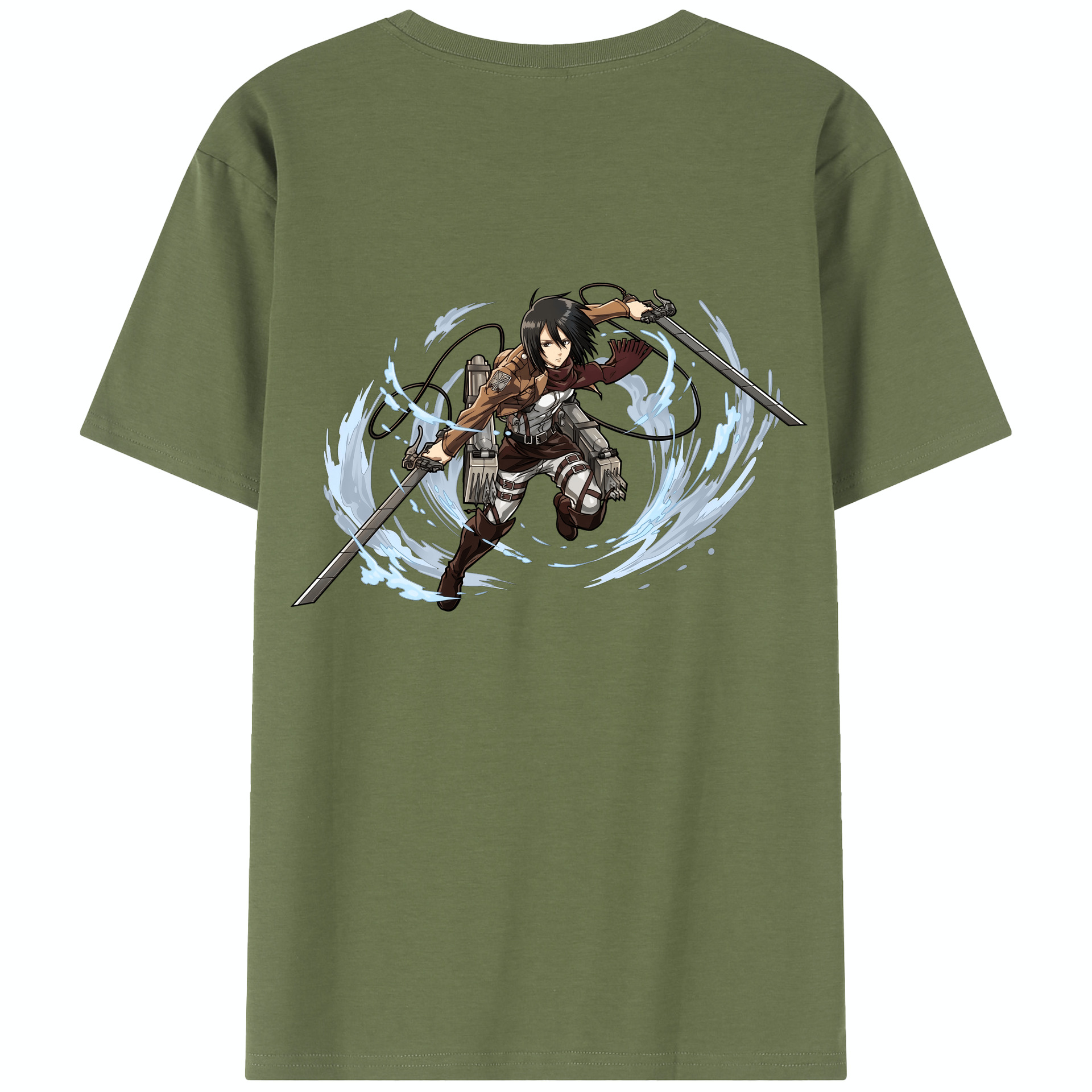 （画像用） 進撃の巨人 ミカサ·アッカーマン Attack on Titan Mikasa Ackerman 綿100％半袖Tシャツ（背面プリント）